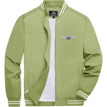 Men’s Bentley Car Lightweight Zip-Up Bomber Jacket with Ribbed Collar and Cuffs - Versatile Casual Outerwear