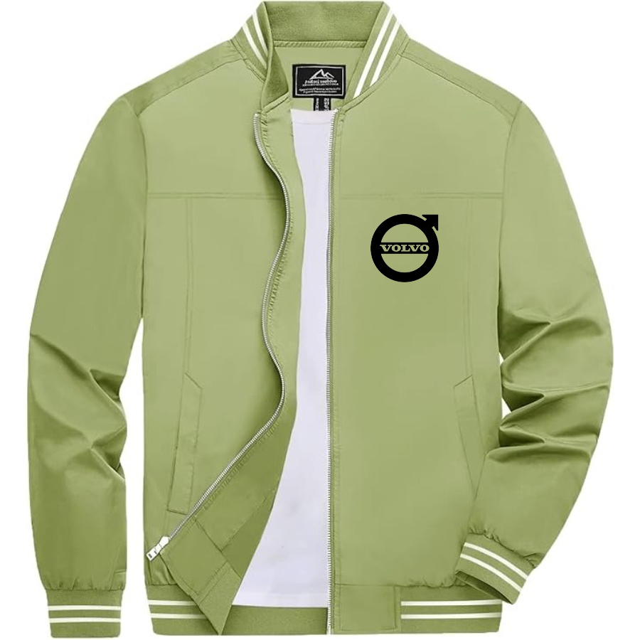 Men’s Volvo Car Lightweight Zip-Up Bomber Jacket with Ribbed Collar and Cuffs - Versatile Casual Outerwear