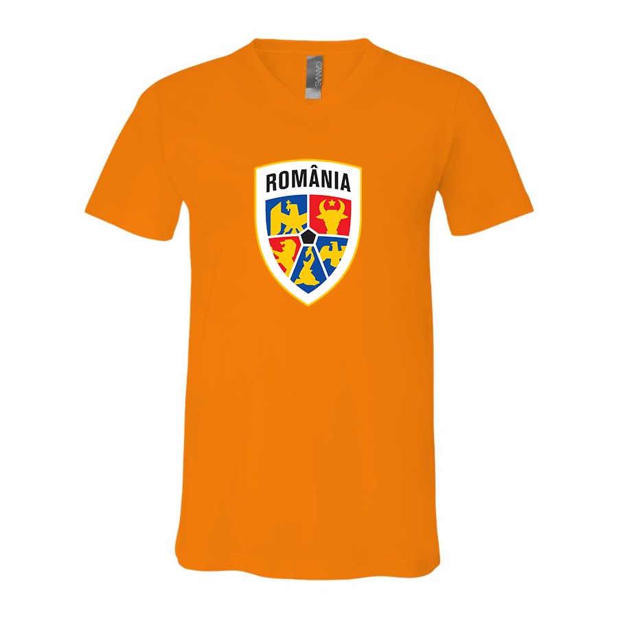 Men’s  Romania National Soccer Team - BELLA + CANVAS - Jersey V-Neck Tee - 3005