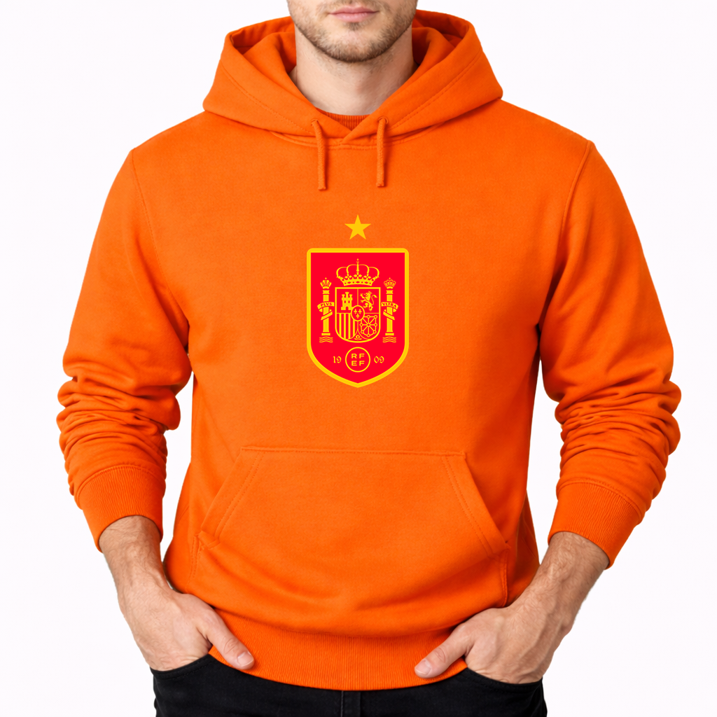 Men's Spain Red Logo National Soccer Team Pullover Hoodie