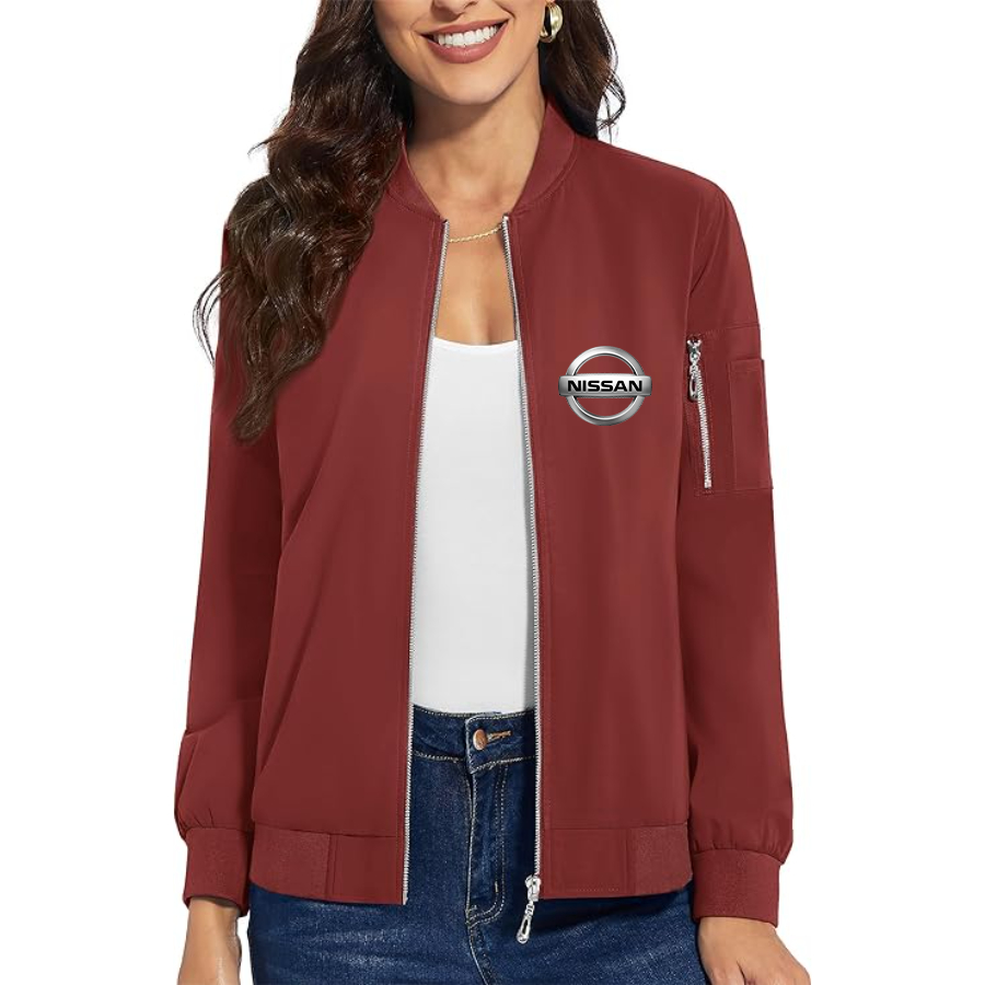 Women's Nissan Car - Premium Bomber Jacket with Polished Detailing and Functional Sleeve Pocket - Modern Luxury Outerwear