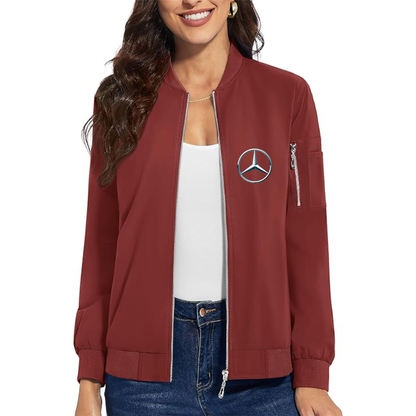 Women's Mercedes-Benz Car NEW - Premium Bomber Jacket with Polished Detailing and Functional Sleeve Pocket - Modern Luxury Outerwear