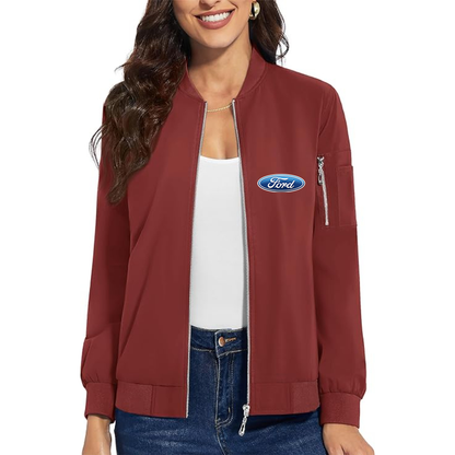 Women's Ford Car - Premium Bomber Jacket with Polished Detailing and Functional Sleeve Pocket - Modern Luxury Outerwear