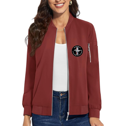 Women's Ford Mustang Motorsport Supercars - Premium Bomber Jacket with Polished Detailing and Functional Sleeve Pocket - Modern Luxury Outerwear