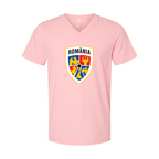 Men’s  Romania National Soccer Team - BELLA + CANVAS - Jersey V-Neck Tee - 3005