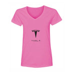 Women's Tesla Motorsports Car V-Neck T-Shirt