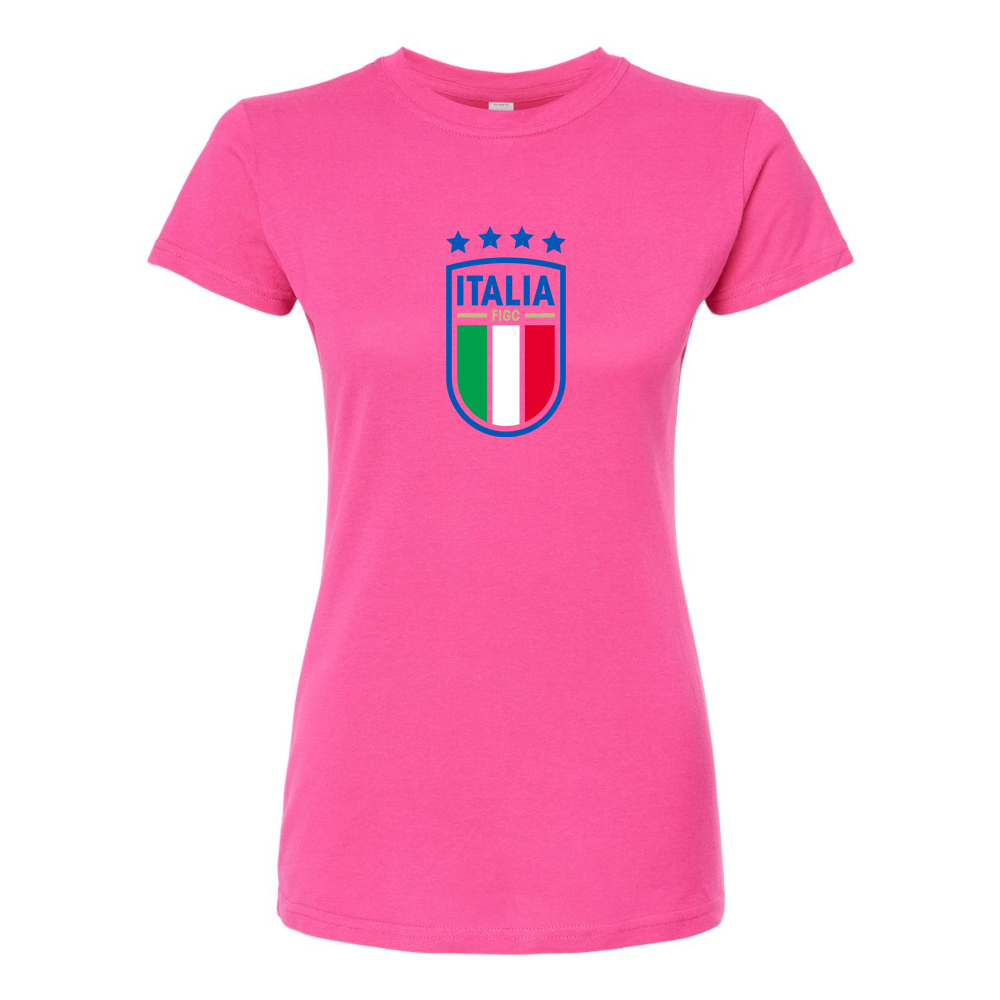 Women's Italy National Soccer Round Neck T-Shirt