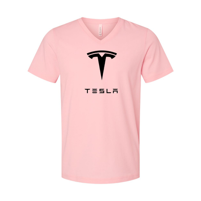 Men’s Tesla Car  - BELLA + CANVAS - Jersey V-Neck Tee - 3005