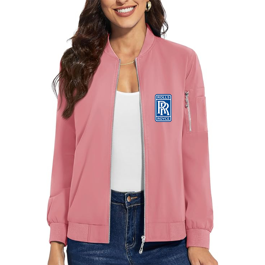 Women's Rolls Royce Car - Premium Bomber Jacket with Polished Detailing and Functional Sleeve Pocket - Modern Luxury Outerwear
