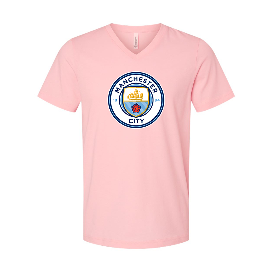 Men’s  Manchester City Soccer - BELLA + CANVAS - Jersey V-Neck Tee - 3005