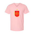 Men’s Spain Red Logo National Soccer Team   - BELLA + CANVAS - Jersey V-Neck Tee - 3005