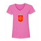 Women's Spain Red Logo National Soccer Team V-Neck T-Shirt