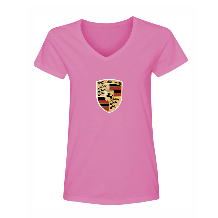 Women's Porsche Car V-Neck T-Shirt