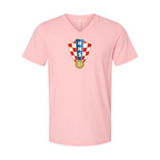 Men’s Croatia National Soccer Team - BELLA + CANVAS - Jersey V-Neck Tee - 3005