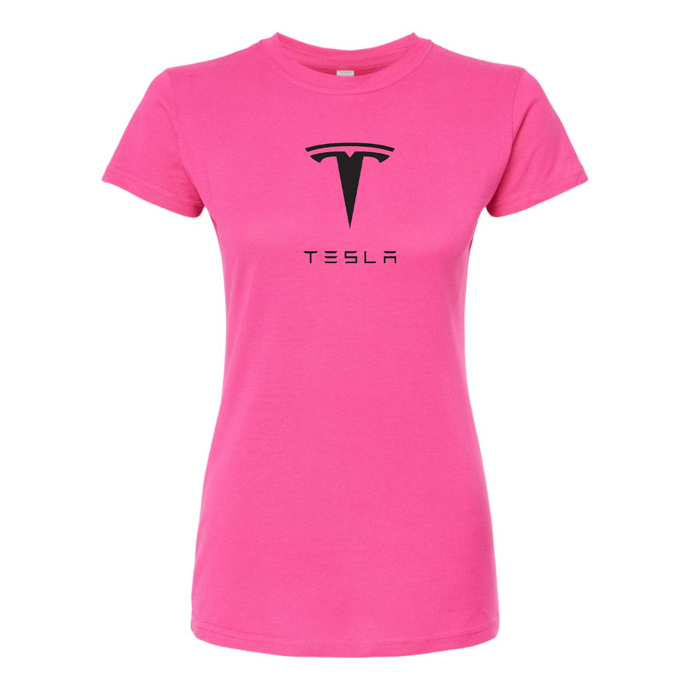 Women’s Tesla Motorsports Car Round Neck T-Shirt