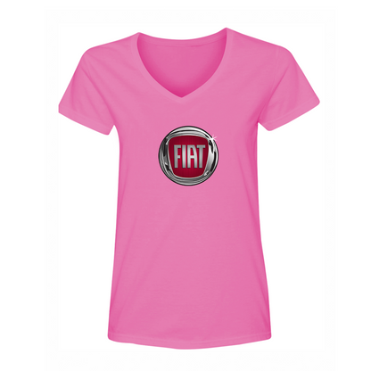 Women's Fiat Car V-Neck T-Shirt