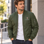 Pontiac army green bomber jacket model lifestyle view | color: army green |