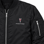 Pontiac black bomber jacket chest print detail | color: black |