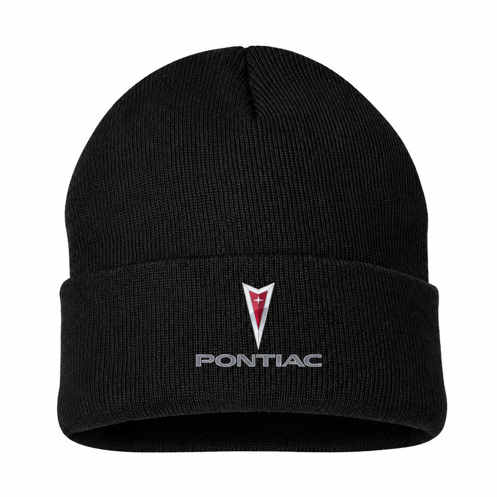 Men's Pontiac Beanie Hat — Black — clean front main