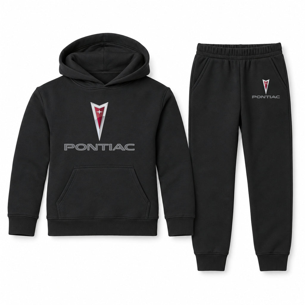 Pontiac youth hoodie jogger set, Black, Youth Large ages 10–12