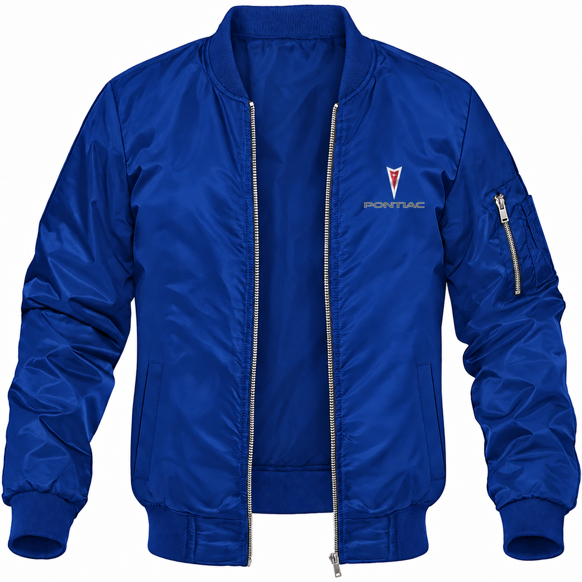 Pontiac blue bomber jacket front product photo | color: blue |