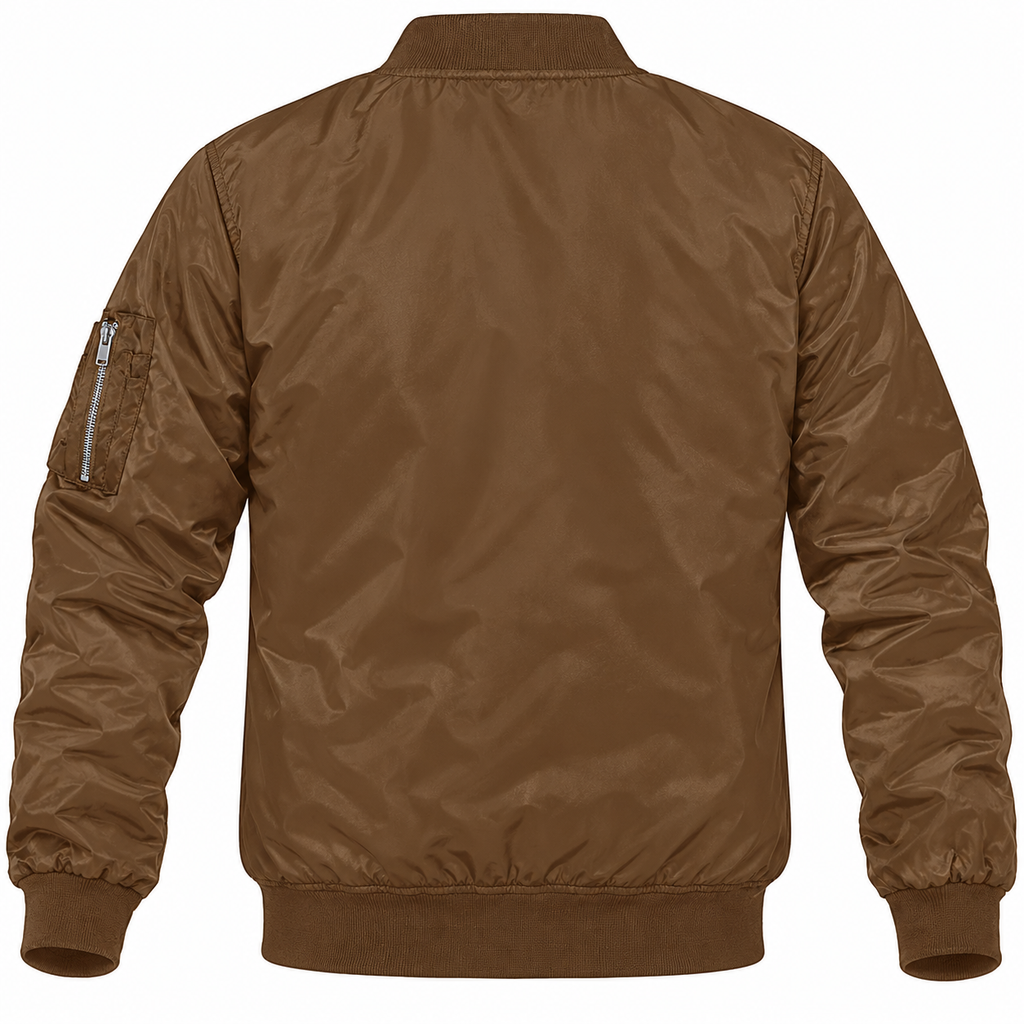 Pontiac brown bomber jacket back product view | color: brown |