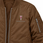 Pontiac brown bomber jacket chest print detail | color: brown |