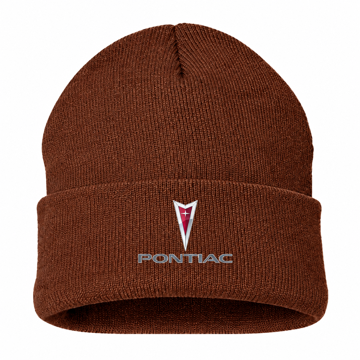 Men's Pontiac Beanie Hat — Brown — clean front main