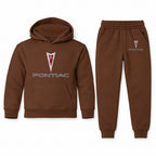 Pontiac youth hoodie jogger set, Brown, Youth Large ages 10–12