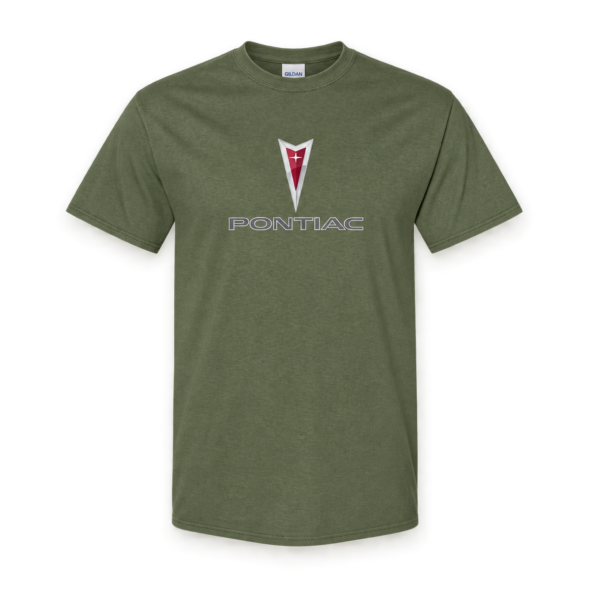 Men’s Pontiac Car Cotton T-Shirt | Color: Army Green | Image 1