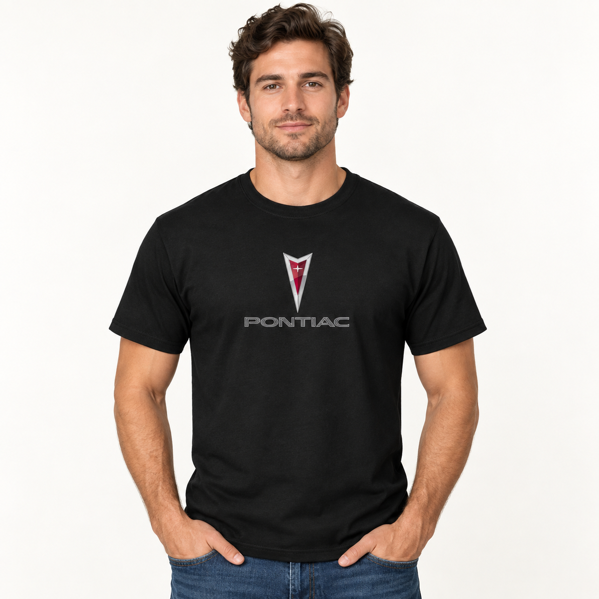 Men’s Pontiac Car Cotton T-Shirt | Color: Black | Image 3