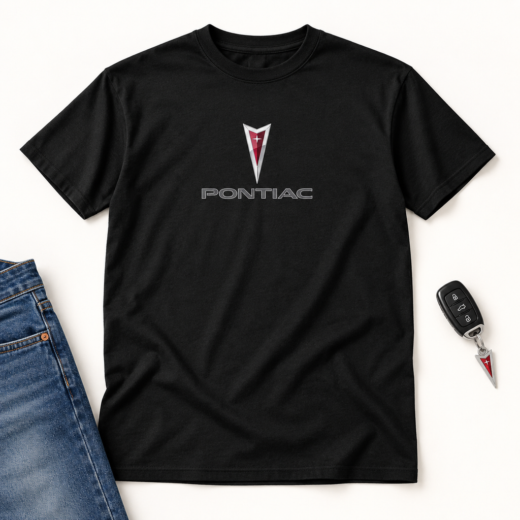 Men’s Pontiac Car Cotton T-Shirt | Color: Black | Image 4