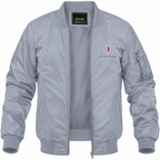 Pontiac grey bomber jacket front product photo | color: grey |