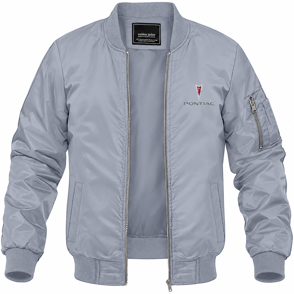 Pontiac grey bomber jacket front product photo | color: grey |