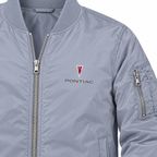 Pontiac grey bomber jacket chest print detail | color: grey |