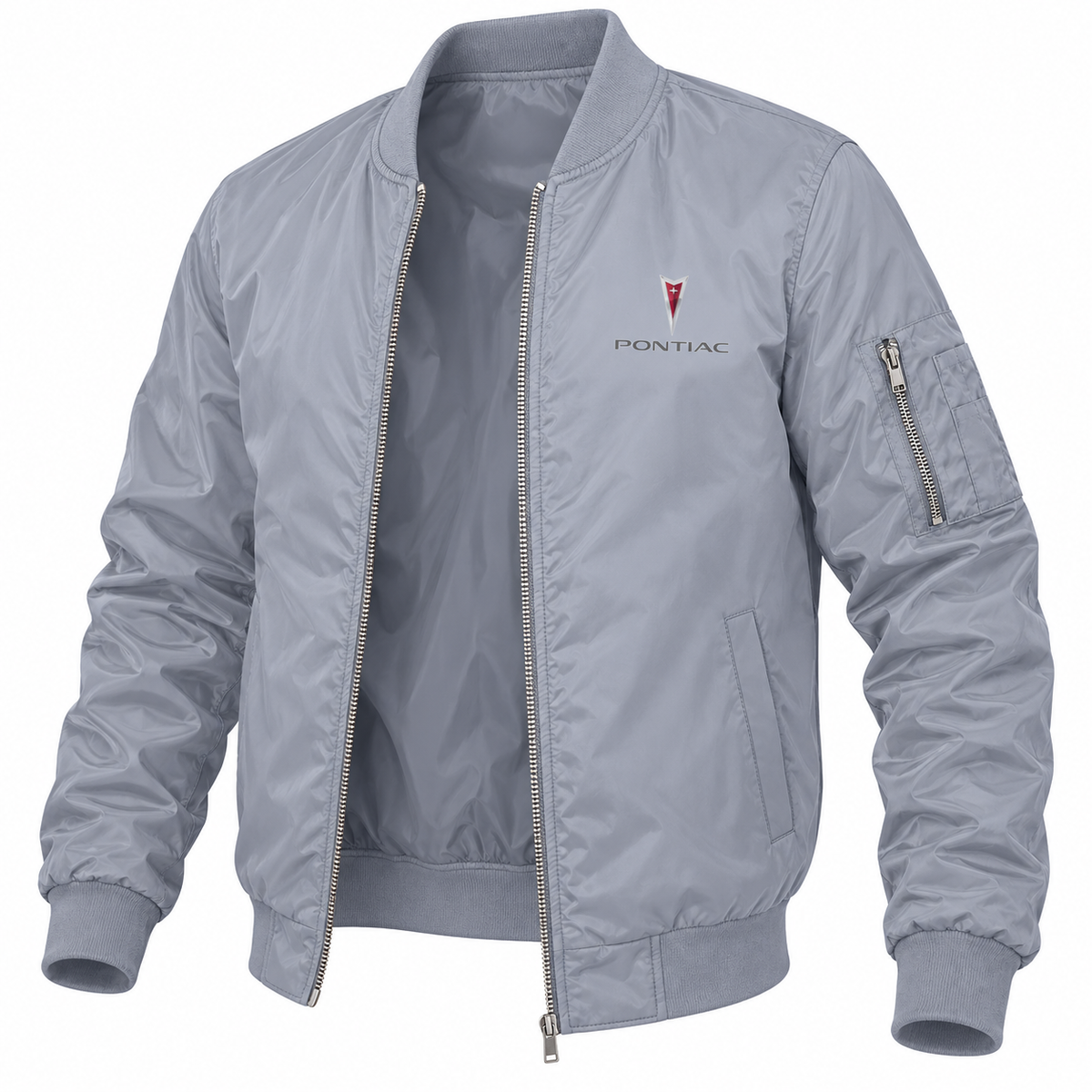 Pontiac grey bomber jacket angled product view | color: grey |