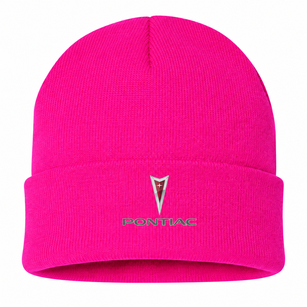 Men's Pontiac Beanie Hat — Hot Pink — clean front main