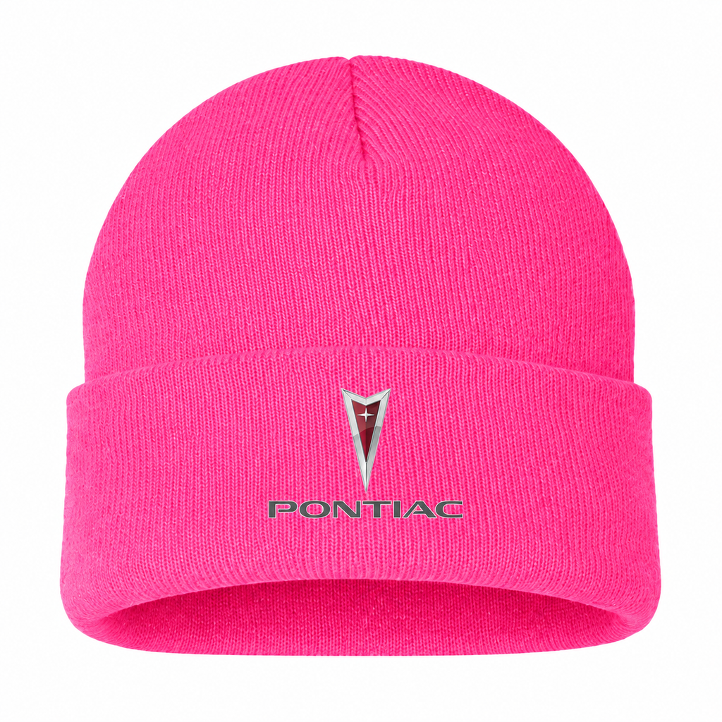 Men's Pontiac Beanie Hat — Pink — clean front main