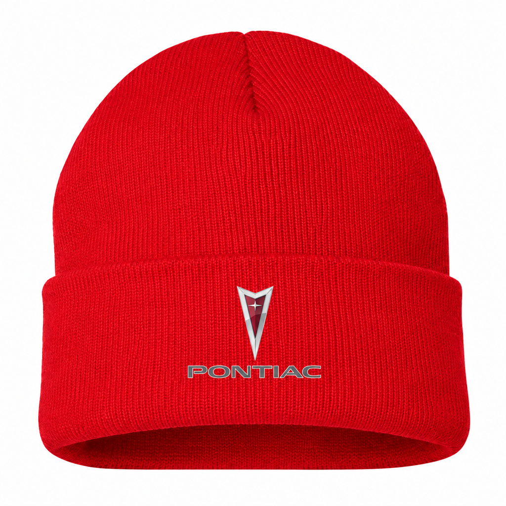 Men's Pontiac Beanie Hat — Red — clean front main