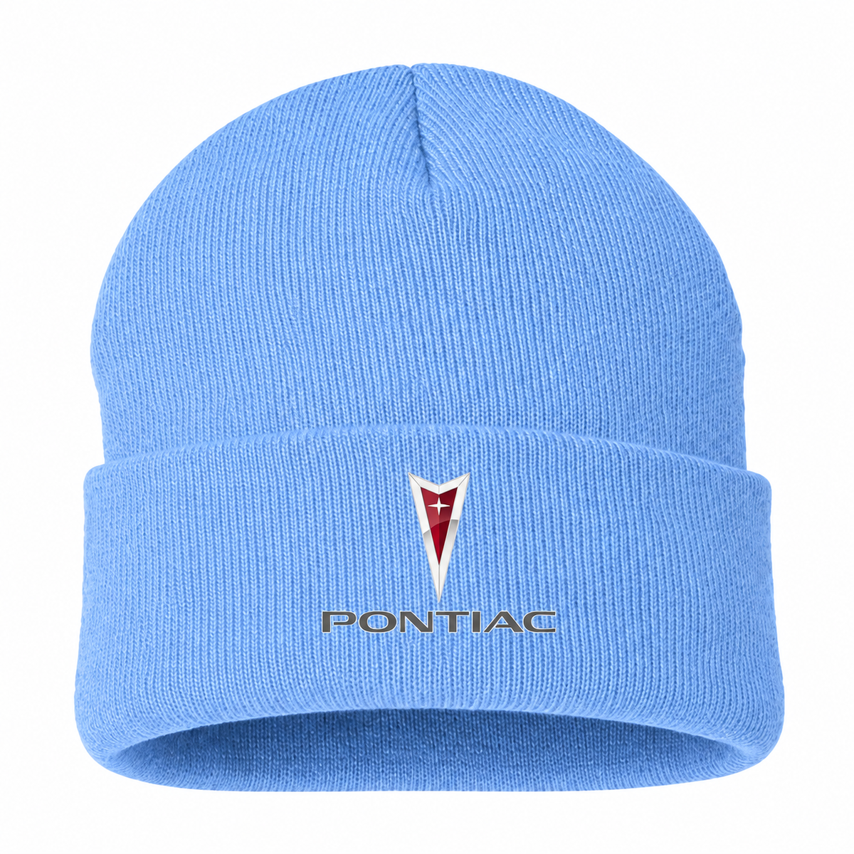 Men's Pontiac Beanie Hat — Sky Blue — clean front main