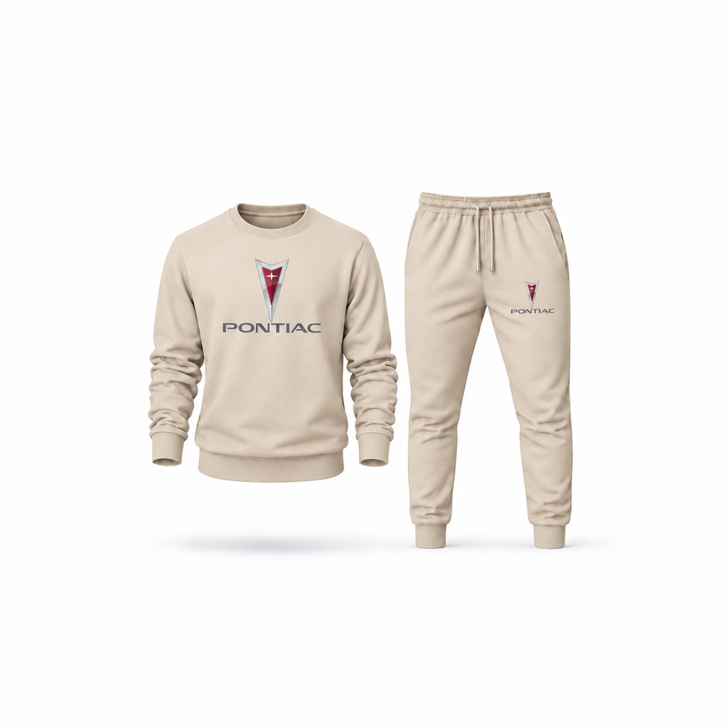 Men's Pontiac Sweatshirt Joggers Set | Color: Tan | Main