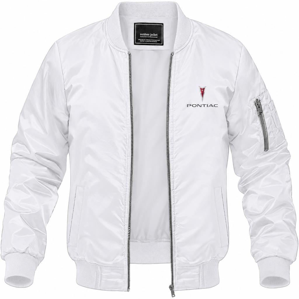 Pontiac white bomber jacket front product photo | color: white |
