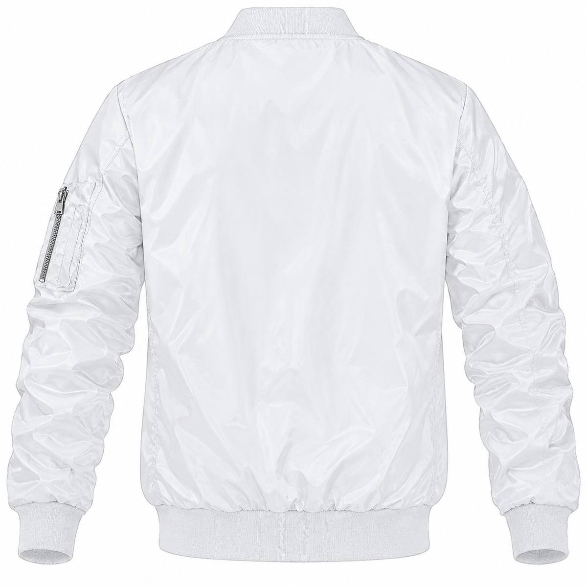 Pontiac white bomber jacket back product view | color: white |