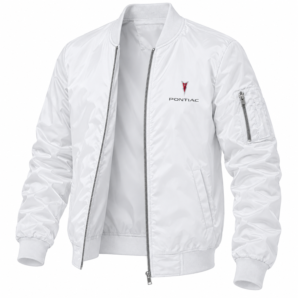 Pontiac white bomber jacket angled product view | color: white |