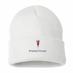 Men's Pontiac Beanie Hat — White — clean front main