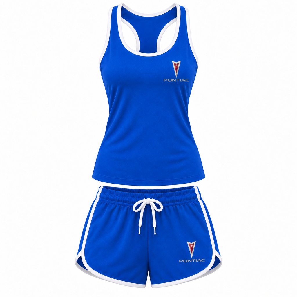 Women's Pontiac tanktop and shorts set Blue front