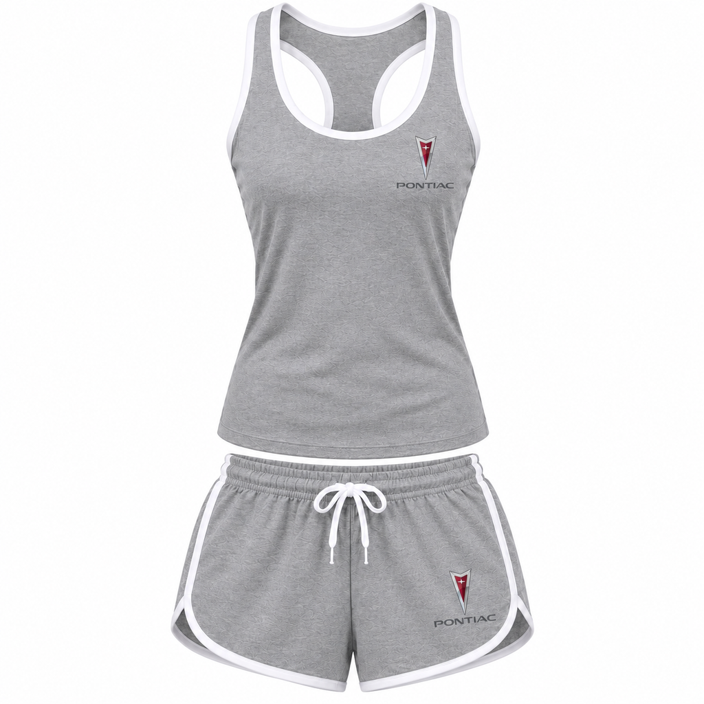 Women's Pontiac tanktop and shorts set Grey front