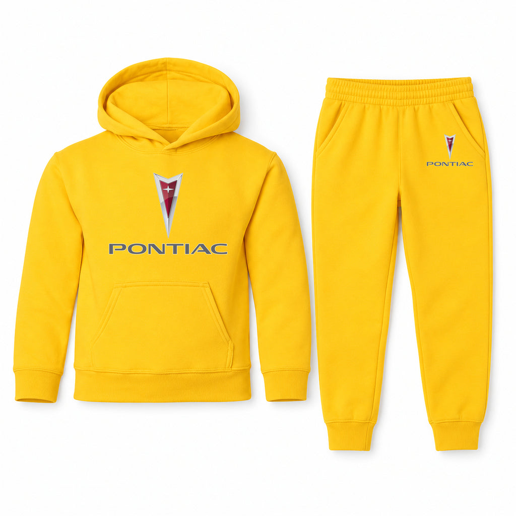 Pontiac youth hoodie jogger set, Yellow, Youth Large ages 10–12