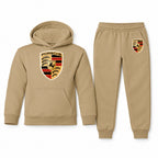 Porsche youth hoodie jogger set, Khaki, Youth Large ages 10–12