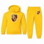Porsche youth hoodie jogger set, Yellow, Youth Large ages 10–12